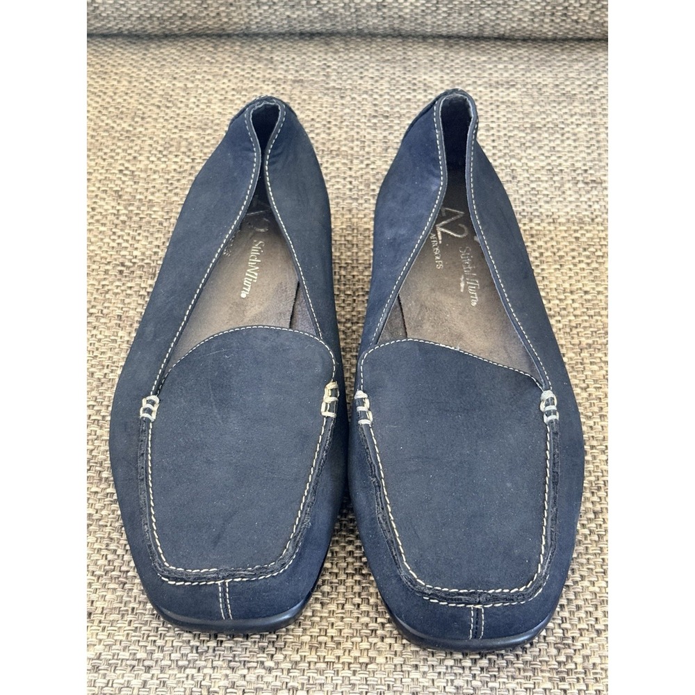 A2 AEROSOLES Gondola Stitch N Turn Loafer Womens Size 8 Square Toe BLUE Suede